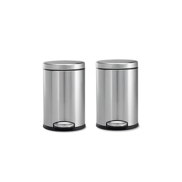 OPR Stainless Steel Plain Pedal Dustbin with Lid | Trash Can Round Shape Dustbin for Bathroom, Home, Kitchen Pack Of 2