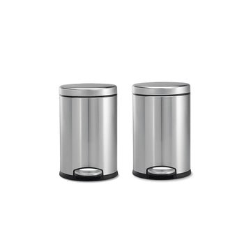 OPR Stainless Steel Dustbin Plain Pedal Dustbin with Lid | Pack Of 2 (5 Litre)