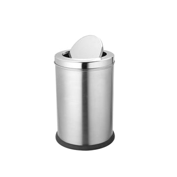 OPR Stainless Steel Swing Dust Bin with Lid| Garbage Bin, Round Shape Trash Can for Home, Kitchen, Washroom, Offices And Bathroom