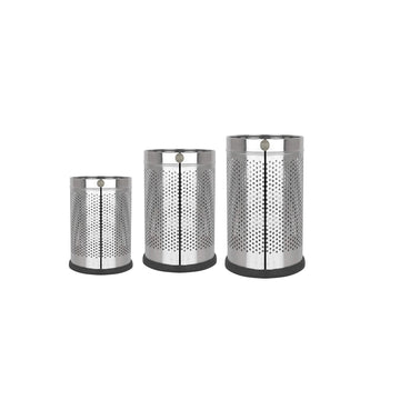 OPR Stainless Steel Dustbin Perforated Open Dustbin Trash can - Pack Of 3 (6,10 And 18 Liters)