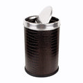 OPR Stainless Steel Leather Swing Dustbin With Lid | Trash Can With Lid - 10 litres (8 X 12 inch) Brown OM PRABHU STEELS