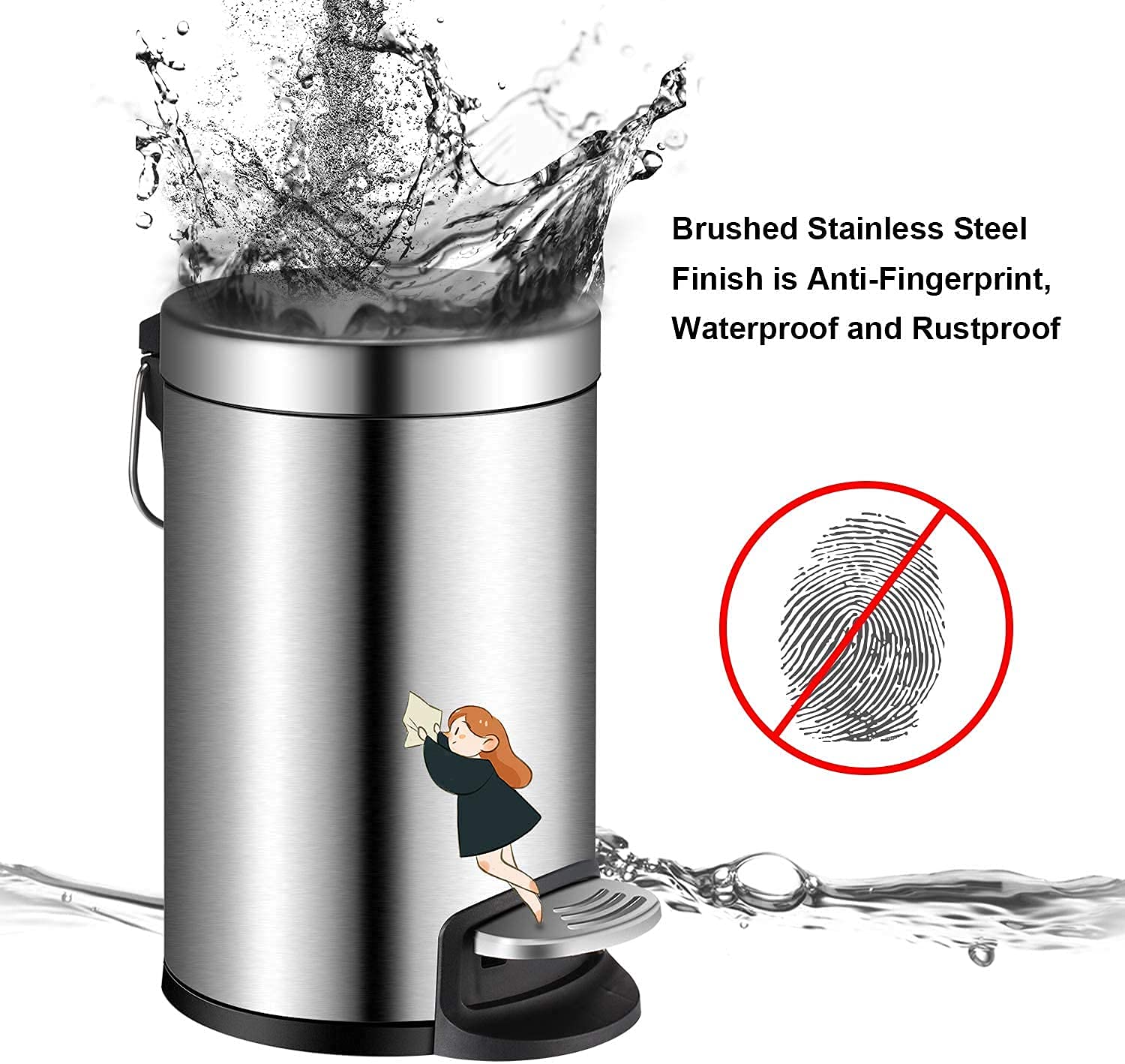 OPR Stainless Steel Round Pedal Dustbin with Soft-Close Lid And Foot Pedal Bin OM PRABHU STEELS