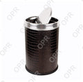 OPR Stainless Steel Leather Swing Dustbin With Lid | Trash Can With Lid - 10 litres (8 X 12 inch) Brown OM PRABHU STEELS