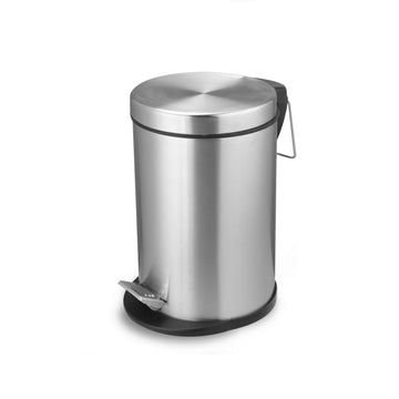 OPR Stainless Steel Plain Pedal Bin with Plastic Bucket And Lid | Garbage Bin Trash Can, Round Shape Dustbin For Home, Bathroom, Kitchen, Room, Office
