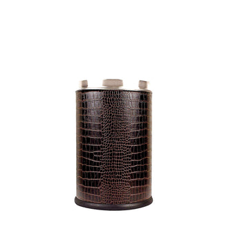 OPR Stainless Steel Dustbin Leather Open Dustbin Without Lid| Trash Can - 10 litres (8 X 12 inch) (Brown)