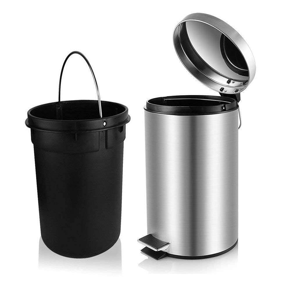 OPR Stainless Steel Round Pedal Dustbin with Soft-Close Lid And Foot Pedal Bin OM PRABHU STEELS