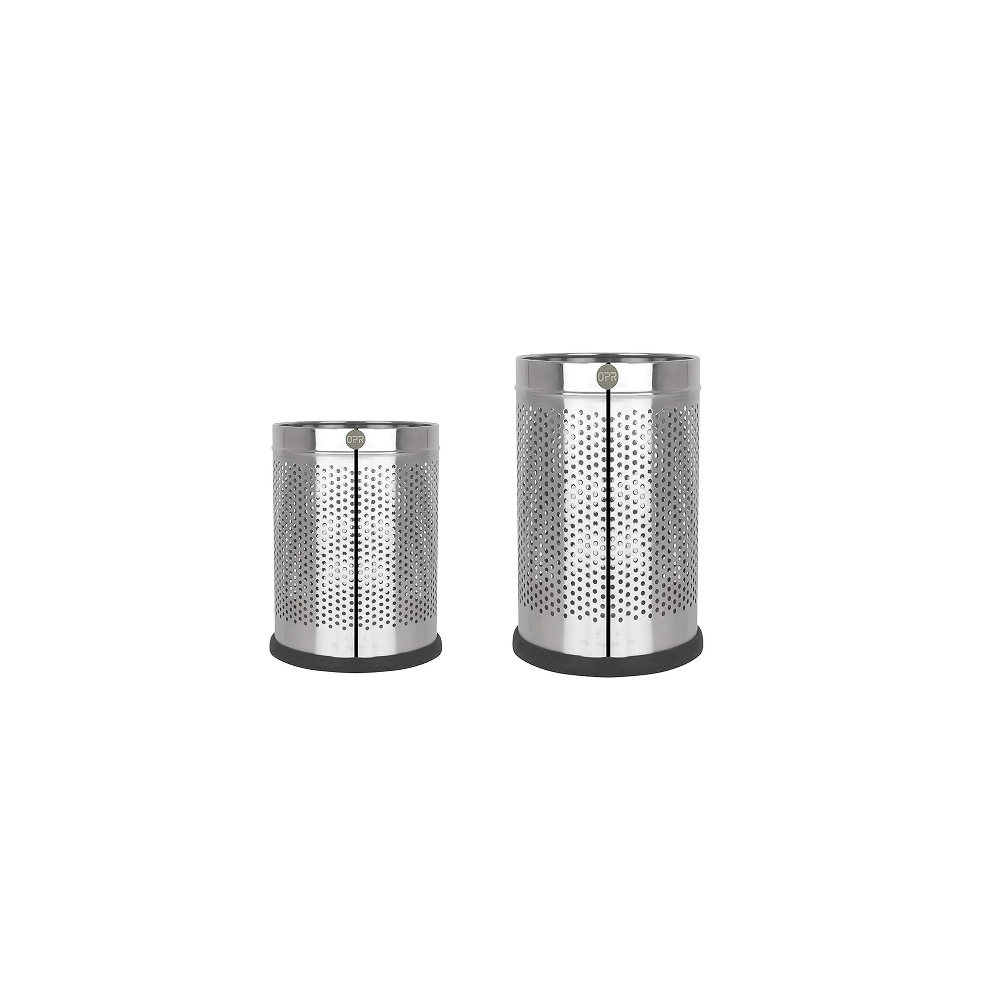 OPR Stainless Steel Dustbin Perforated Dustbin with Easy Grip (Pack Of Two- 5 & 11 Liter)