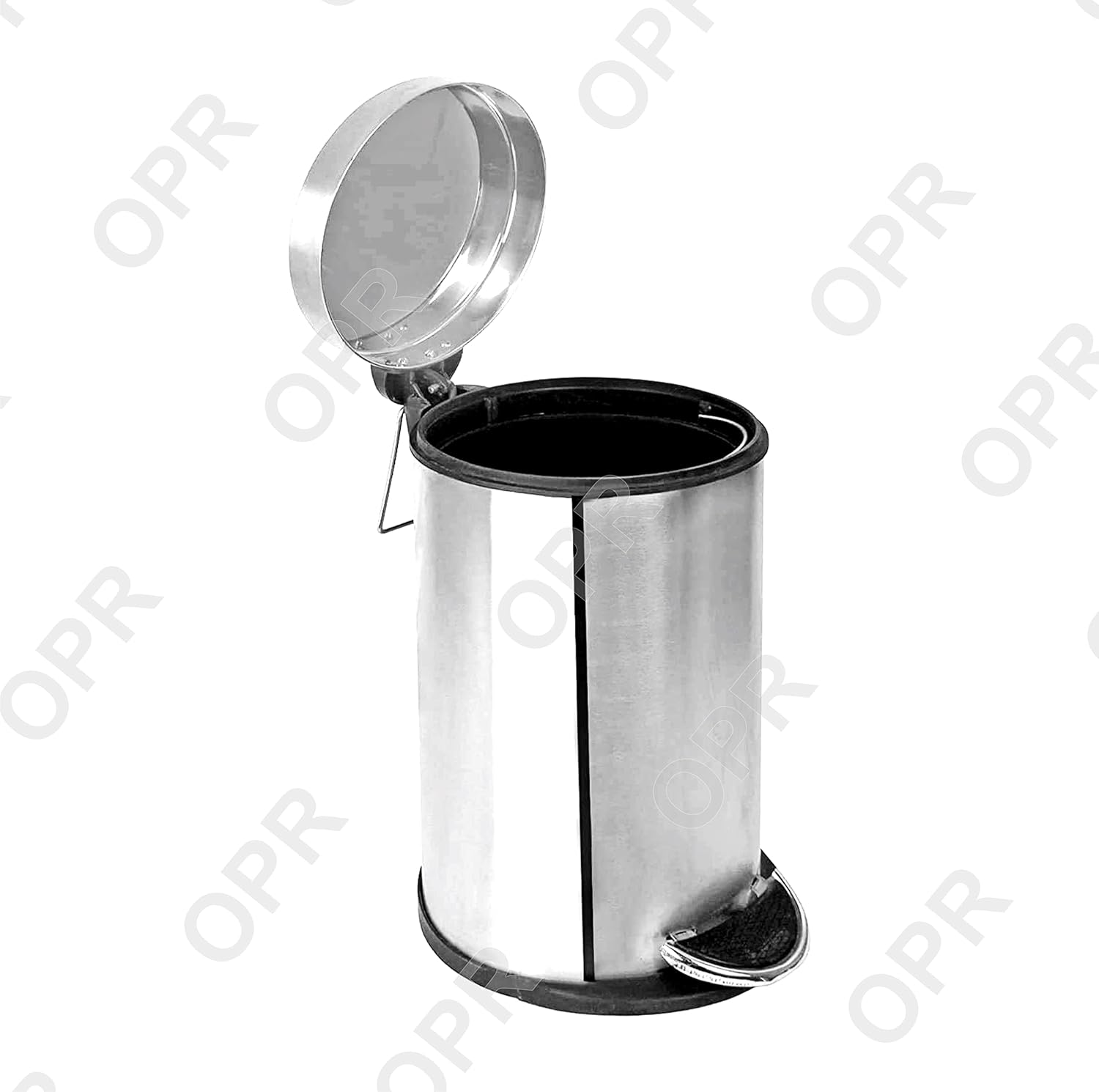 OPR Stainless Steel Plain Pedal Bin With Plastic Bucket And Lid (12 Litres) OM PRABHU STEELS