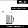 OPR Stainless Steel Plain Pedal Bin With Plastic Bucket And Lid (12 Litres) OM PRABHU STEELS