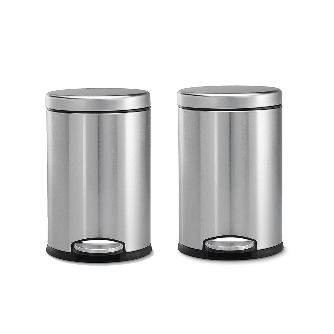 OPR Stainless Steel Plain Pedal Dustbin with Lid | Pack Of 2 (5 Litre) OM PRABHU STEELS