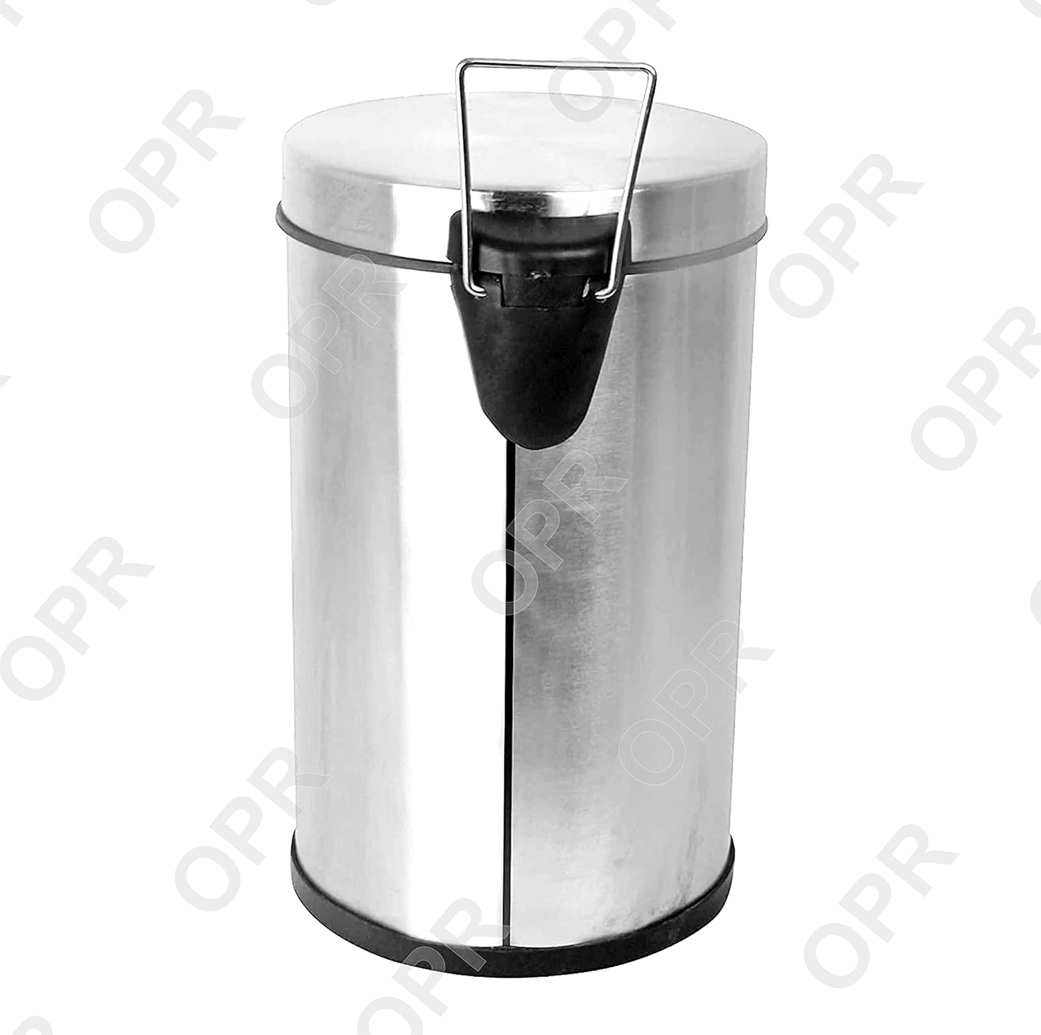 OPR Stainless Steel Plain Pedal Bin With Plastic Bucket And Lid (12 Litres) OM PRABHU STEELS