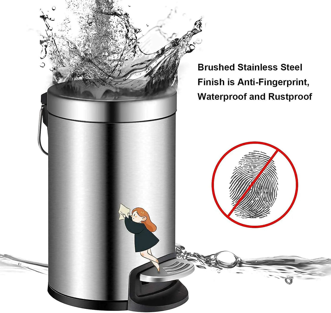 OPR Stainless Steel Plain Pedal Dustbin with Plastic Bucket (12" x 20"-22 Litres) OM PRABHU STEELS