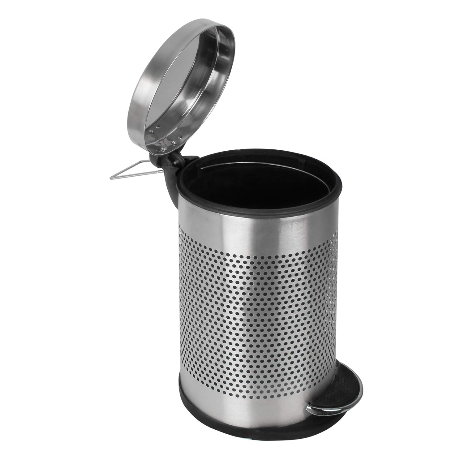 OPR Stainless Steel Perforated Pedal Dustbin with Plastic Bucket (10 x 14-inch - 11 Litre) OM PRABHU STEELS