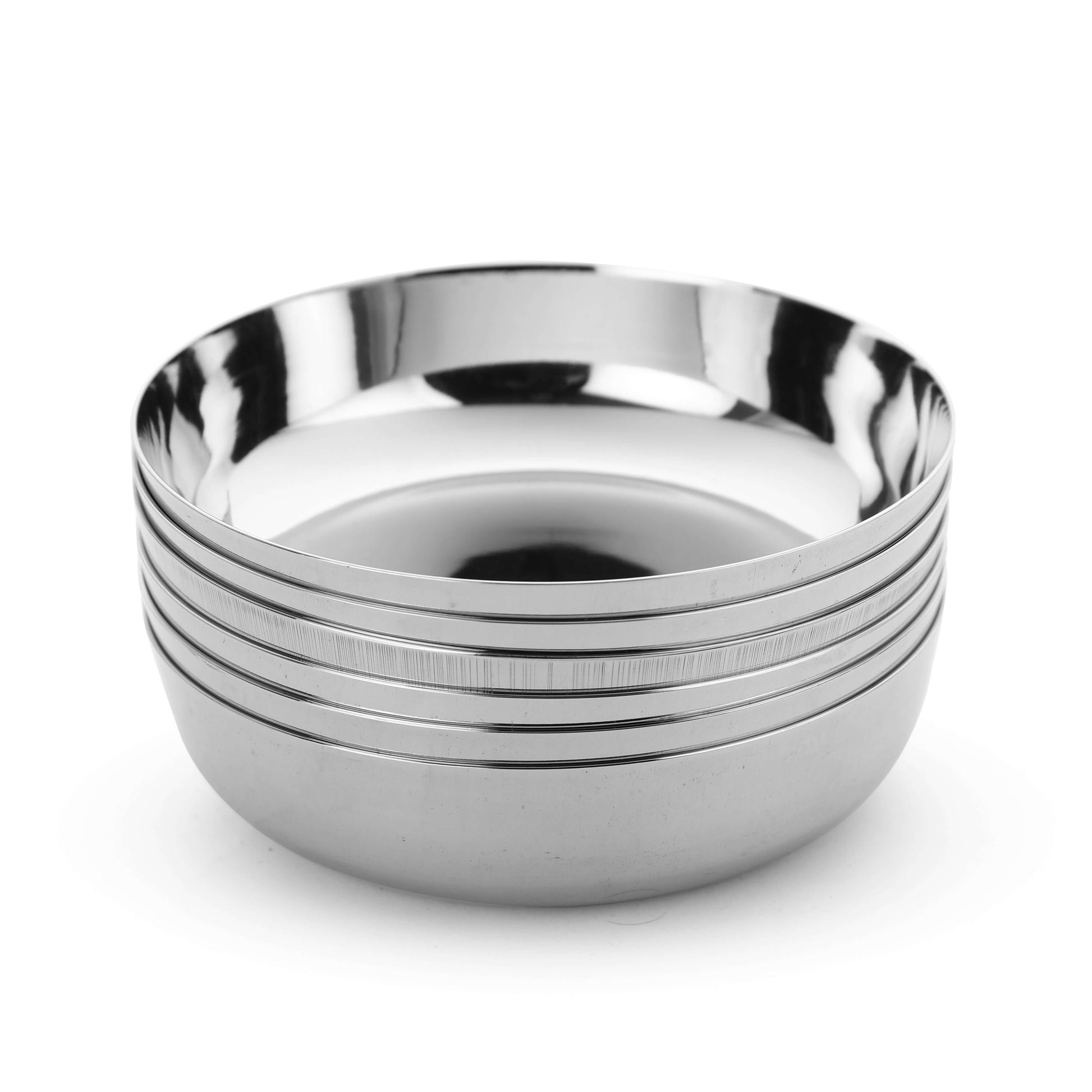 Neelam Stainless Steel Halwa Plates - 13 Cm Diameter, Silver, Set Of 6