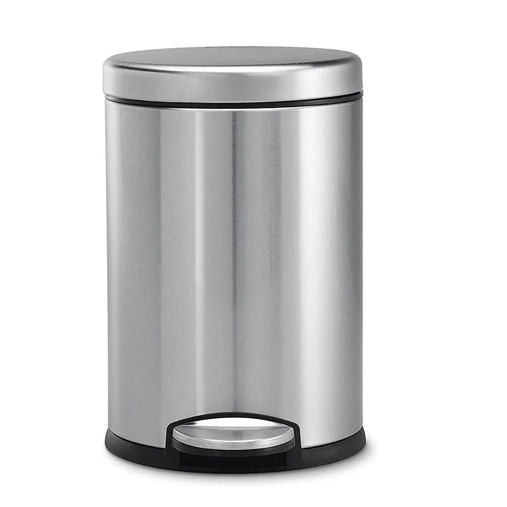 OPR Stainless Steel Plain Pedal Bin with Plastic Bucket And Lid | Round Shape Dustbin OM PRABHU STEELS