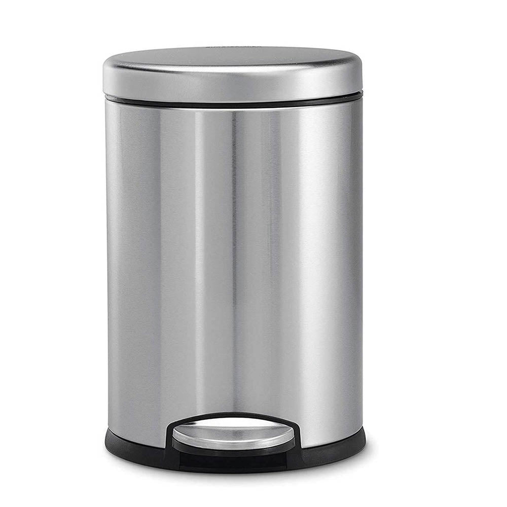 OPR Stainless Steel Plain Pedal Dustbin with Lid And Bucket (8 * 13 Inches- 8 Litres) OM PRABHU STEELS